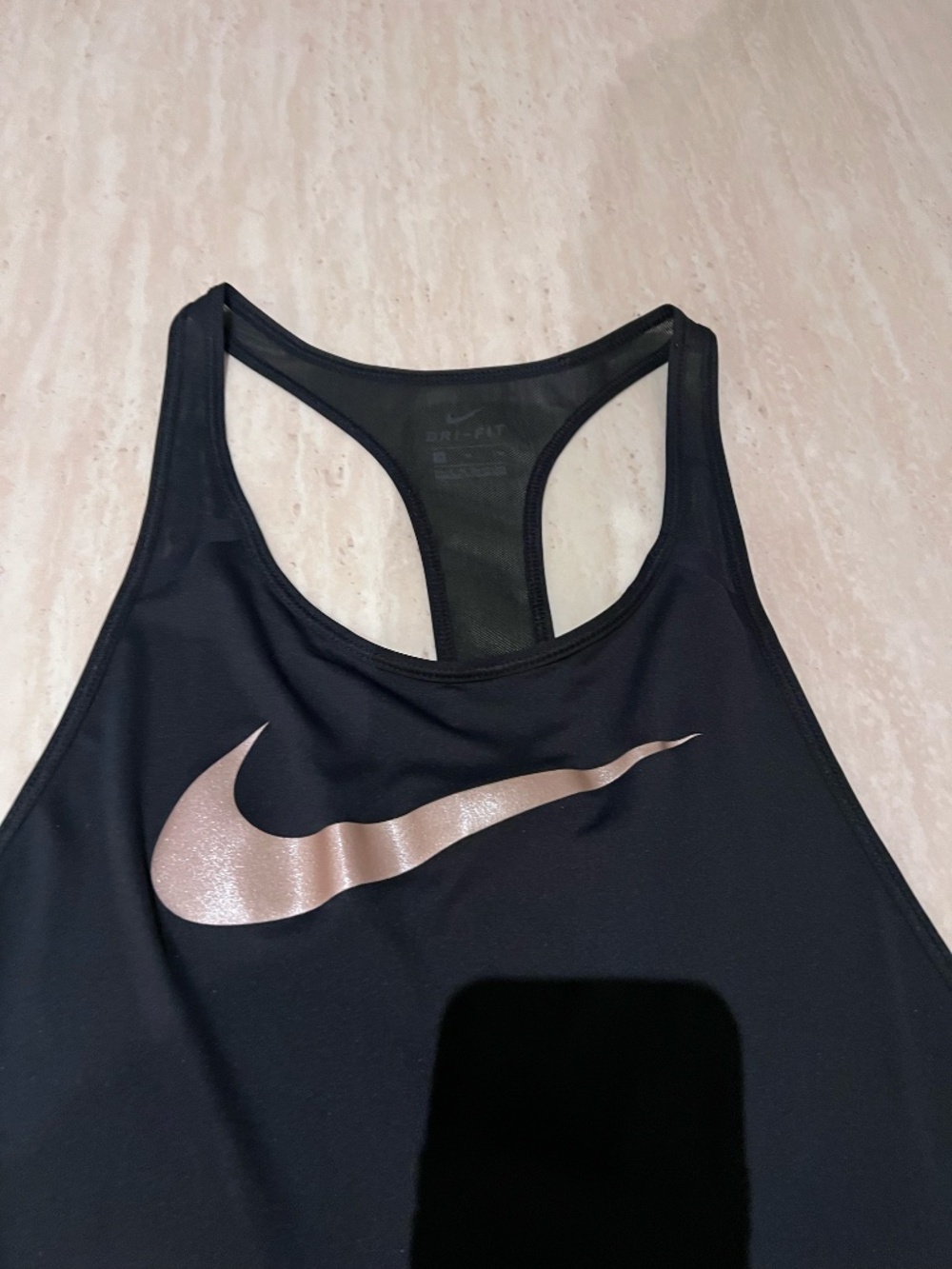 EUC Nike Dri-fit Gold and Black Graphic Workout Halter tank Size M - Picture 2 of 4